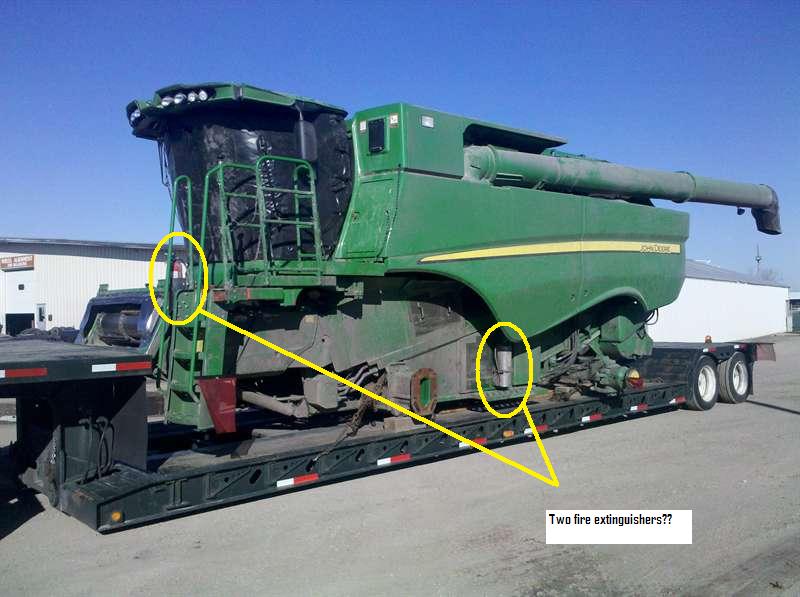 john deere combine on fire